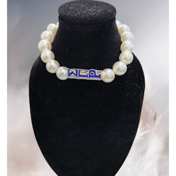 Sigma Gamma Rho Bracelet White &  Gold with Pendant Logo - Picture 4 of 5